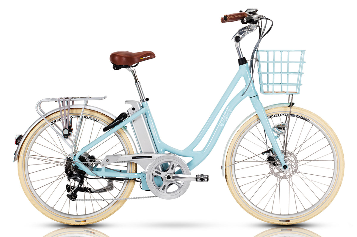 Ladies electric bike with basket on sale